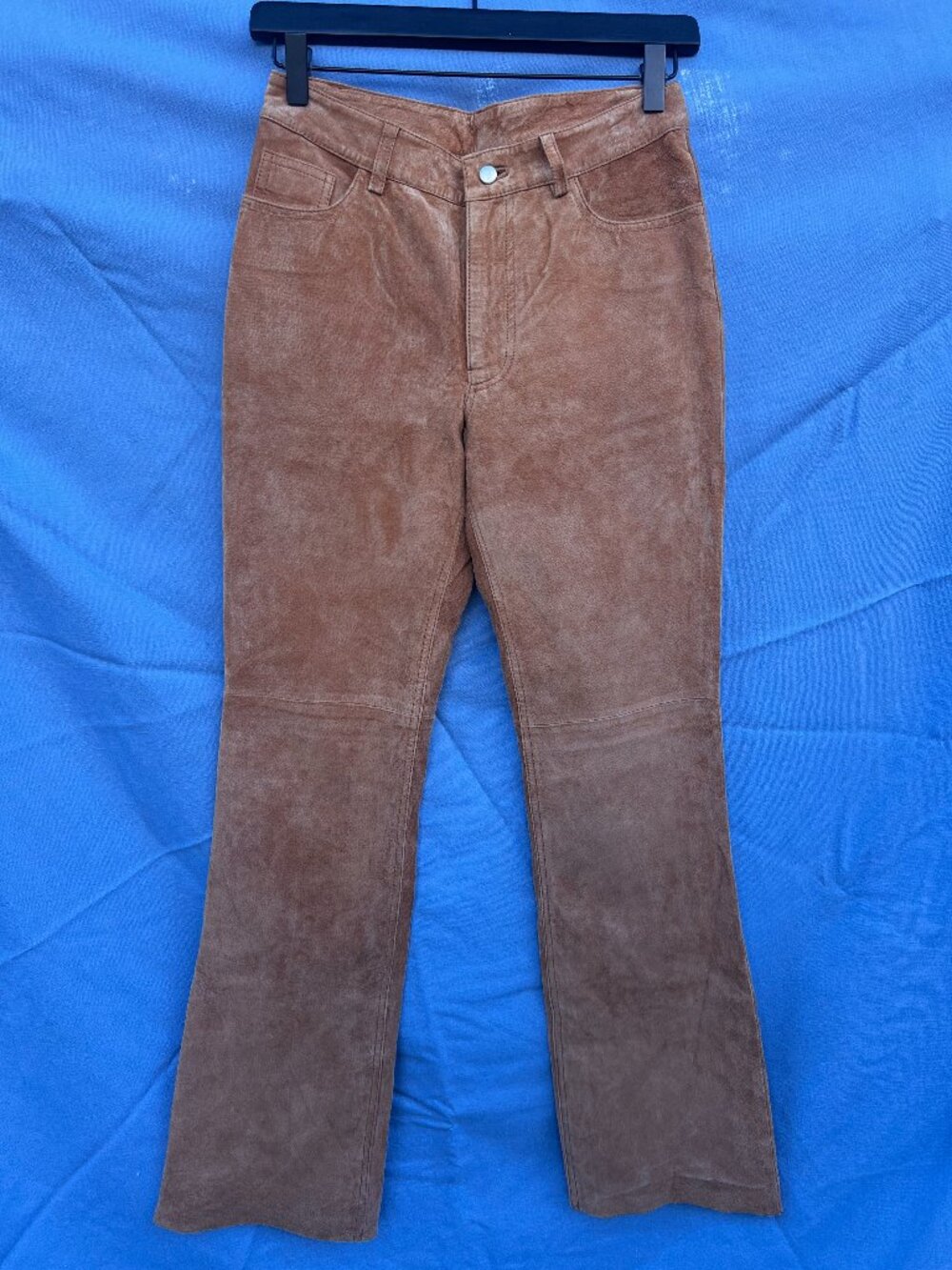 Vintage Express World Brand Suede Leather Pants - Size 1/2 - Tan Bootcut Western
